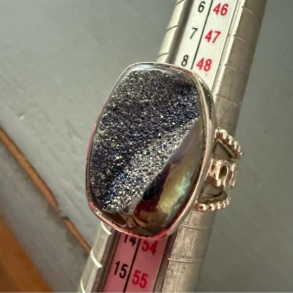 PJC Druzy Stone 925 Sterling Silver Ring Size 6 - Picture 1 of 15